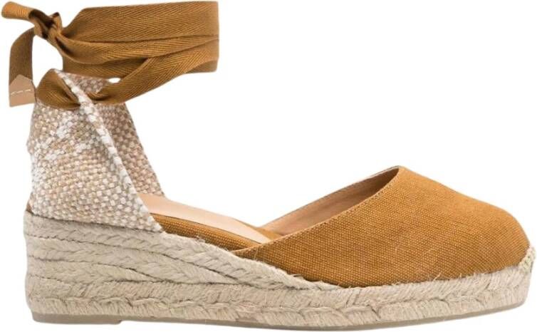 Castañer Oranje Espadrille Sleehak Sandalen