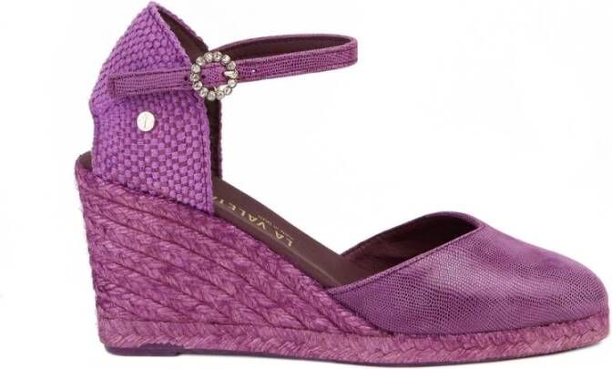 Castañer Paarse Suède Espadrilles met Sleehak Purple Dames