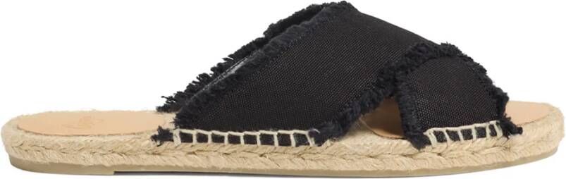 Castañer Palmera gecertificeerde katoenen espadrille platte schoenen. Black Dames