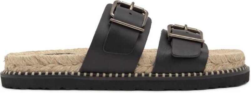 Castañer Zwarte Sandalen met Dubbele Gesp en Raffia Zool - Foto 1