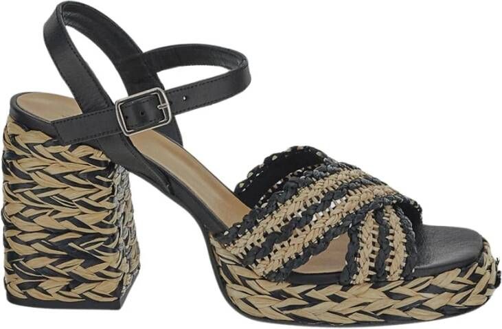 Castañer Raffia Espadrille Schoen Black Dames