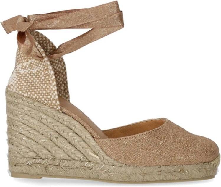 Castañer Handgemaakte Metallic Linnen Espadrilles Pink Dames