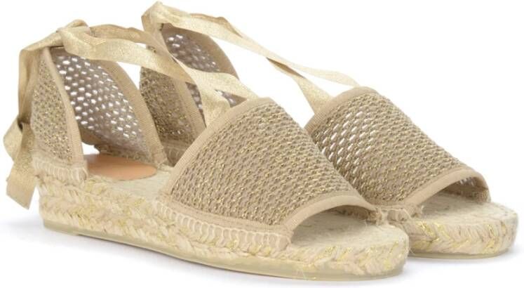 Castañer Beige Zool Sleehak Sandalen met Lurex Details Yellow Dames