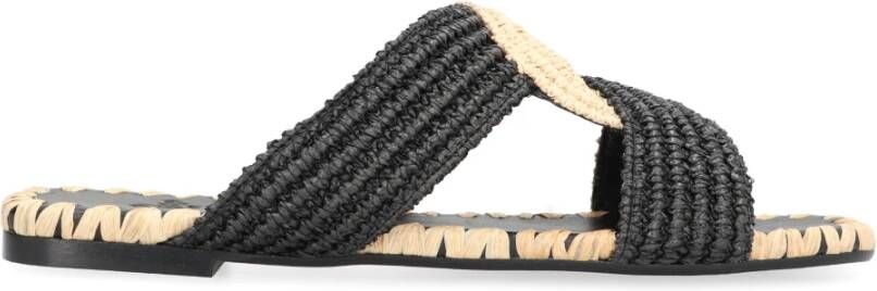 Castañer Prado slipper van raffia met schapenleren details