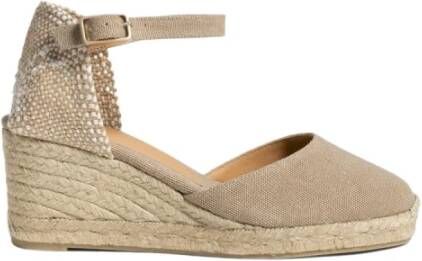 Castañer Hoge Wig Ivoor Espadrilles Sandalen Beige Dames