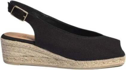 Castañer Espadrilles met Vierkante Neus en Verstelbare Band Black Dames