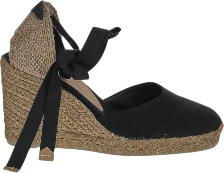 Castañer Zwarte Espadrille Sneakers met Enkelveters Black Dames