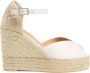 Castañer Bianca satijnen espadrilles met striksluiting dubbele platform en 11 cm hak. - Thumbnail 3