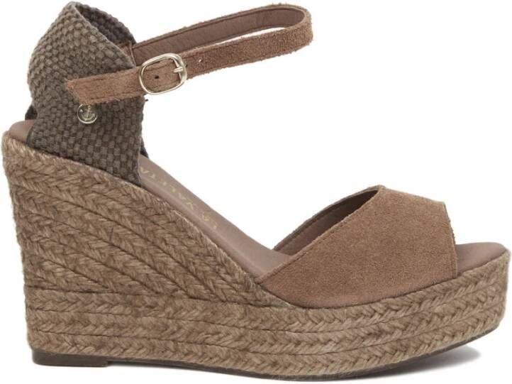 Castañer Taupe Peep Toe Espadrilles Handgemaakt in Spanje Brown Dames