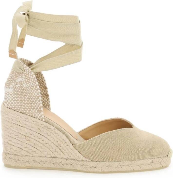 Castañer V-vormige Wedge Espadrilles met Strik Beige Dames
