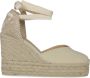 Castañer Chiara biologisch katoenen espadrilles met striksluiting en 11 cm sleehak met dubbele platform. Beige Dames - Thumbnail 1