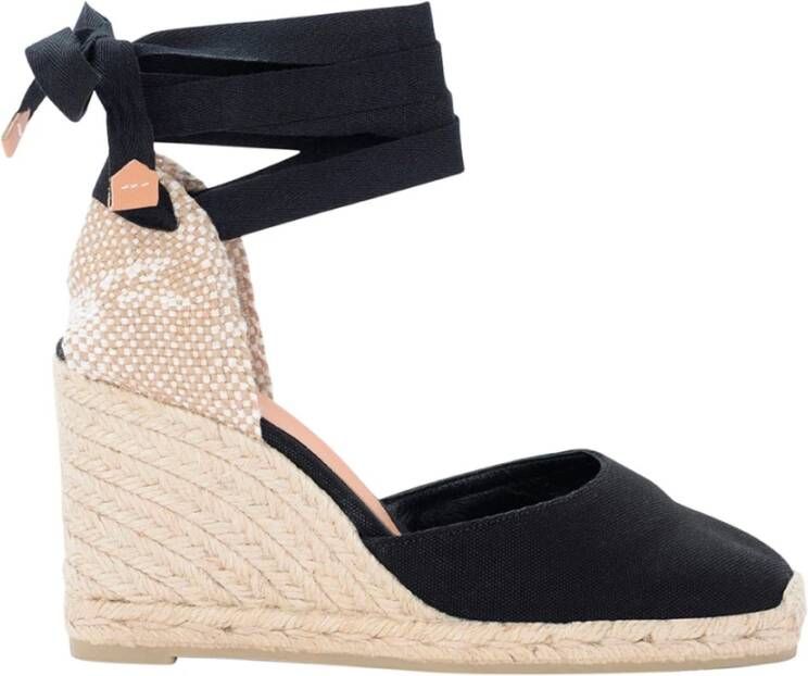 Castañer Zwarte Espadrille Sneakers met Enkelveters Black Dames