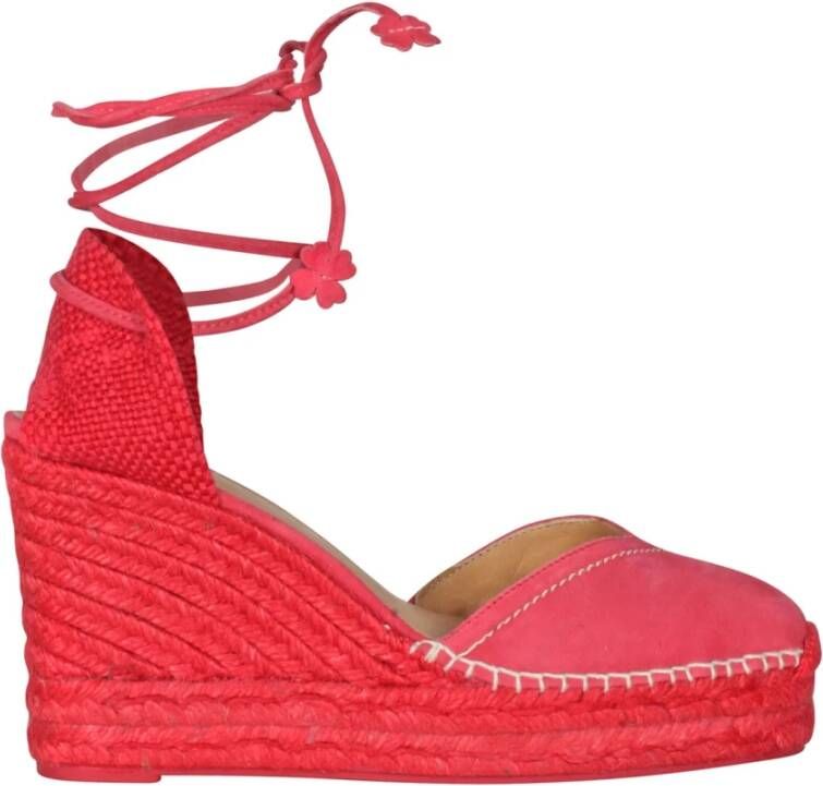 Castañer Wig Espadrilles in Suède en Katoen Red Dames