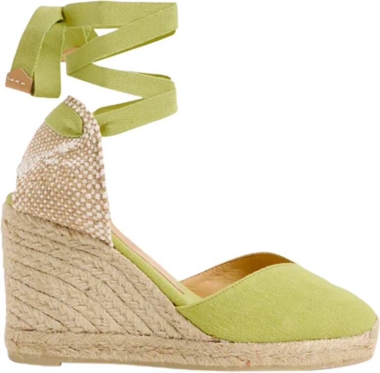 Castañer Wig Espadrilles met V-Cut Detail Green Dames