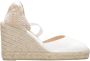 Castañer Carina -katoenen espadrilles met striksluiting en 9 cm sleehak. - Thumbnail 1