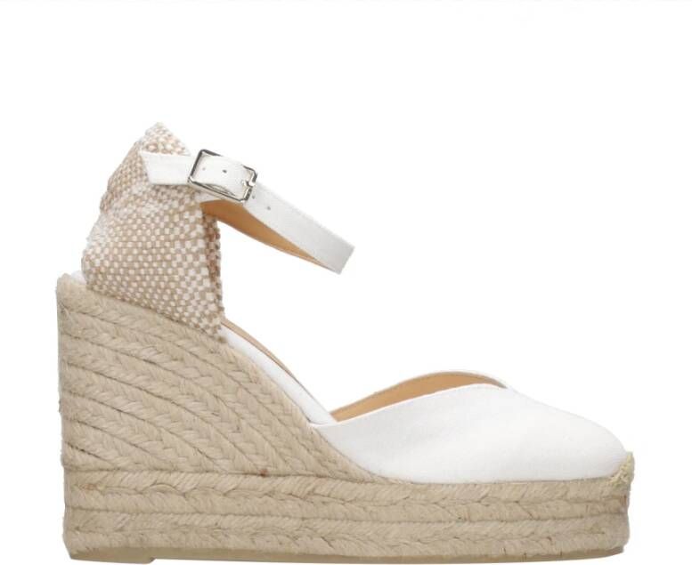 Castañer Witte Canvas Sandalen met Verstelbare Band