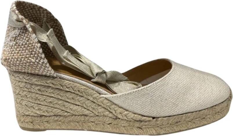 Castañer Witte wig espadrilles met glitter Yellow Dames