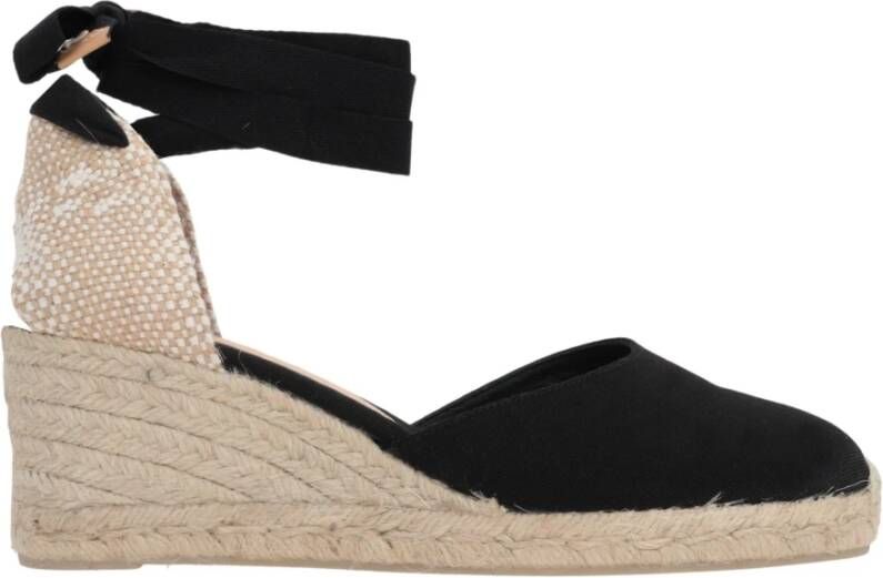 Castañer Zwarte Espadrille Sneakers met Enkelveters Black Dames