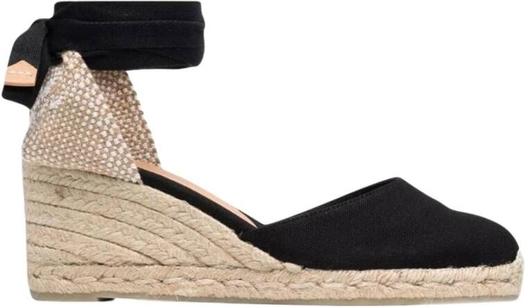 Castañer Zwarte Espadrille Sneakers met Enkelveters Black Dames