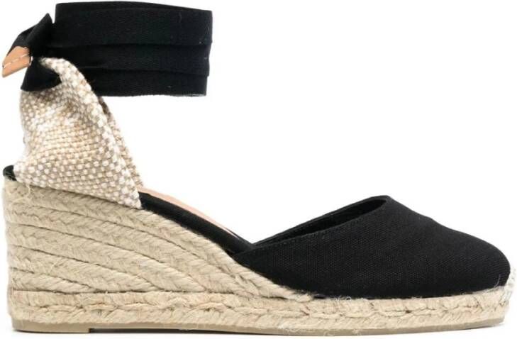 Castañer Zwarte Espadrille Sneakers met Enkelveters Black Dames