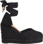 Castañer Carina katoenen espadrilles met striksluiting en 11 cm sleehak. Black Dames - Thumbnail 12