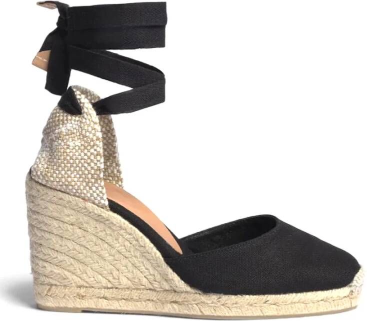 Castañer Zwarte Espadrille Sneakers met Enkelveters Black Dames