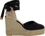 Castañer Carina biologisch katoenen espadrilles met striksluiting dubbele platform en 9 cm sleehak. Black Dames - Thumbnail 1