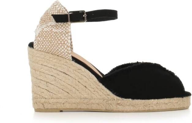 Castañer Zwarte Espadrilles met Enkelband Black Dames