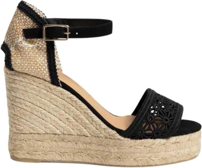 Castañer Zwarte Gehaakte Sleehak Espadrilles Black Dames