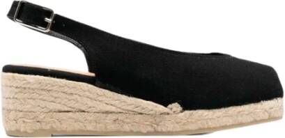 Castañer Zwarte Katoenen Espadrilles met Metalen Gesp Black Dames