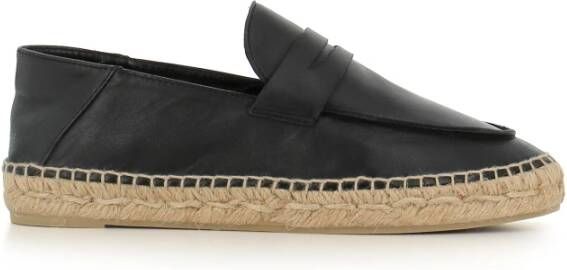 Castañer Zwarte leren mocassin met touwzool