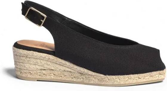 Castañer Espadrilles met Vierkante Neus en Verstelbare Band Black Dames