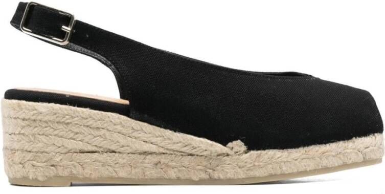 Castañer Espadrilles met Vierkante Neus en Verstelbare Band Black Dames