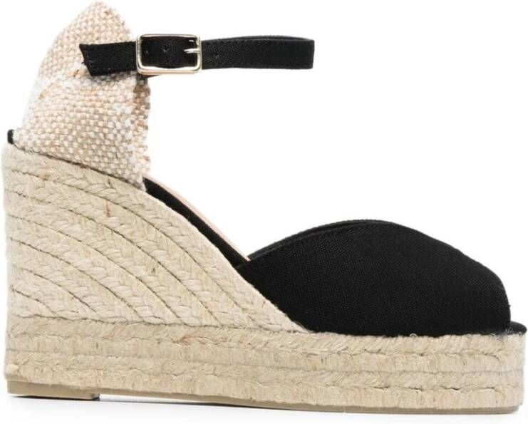 Castañer Zwarte Canvas Platform Wedge Espadrilles Black Dames