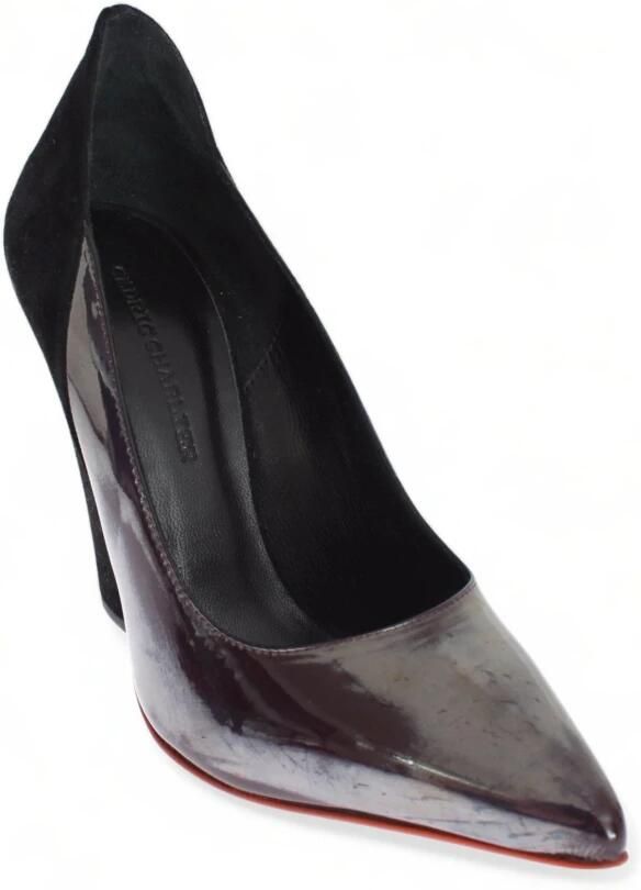 Cédric Charlier Grijs zwart leer suède hakken pumps schoenen - Foto 3