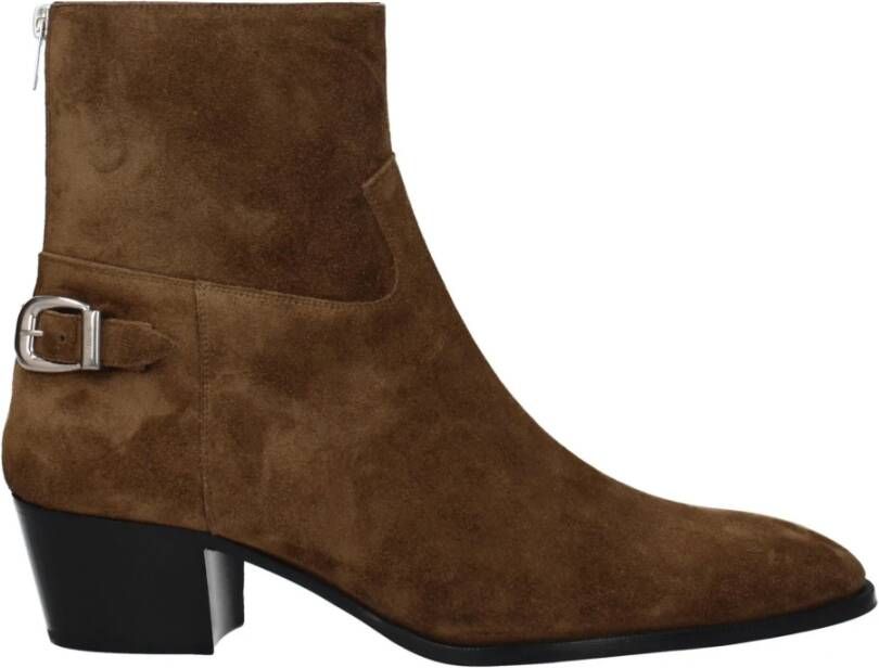 Celine Bruine Leren Enkellaarzen Vintage Stijl