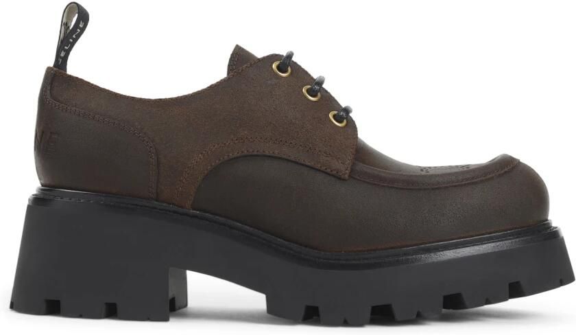 Celine Donkerbruine Leren Veterschoenen