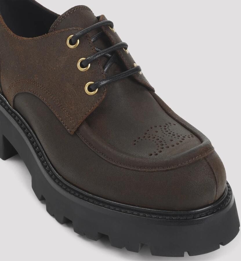 Celine Donkerbruine Leren Veterschoenen - Foto 2