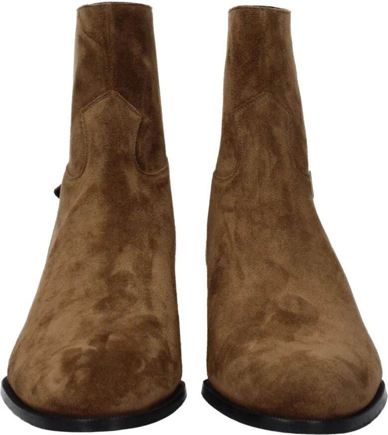 Celine Bruine Leren Enkellaarzen Vintage Stijl