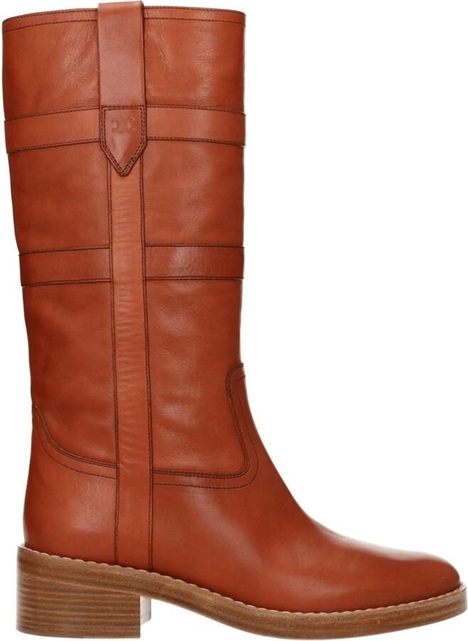 Celine Bruine Leren Enkellaarzen Met Middelhoge Hak - Foto 2