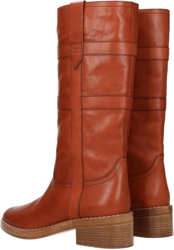 Celine Bruine Leren Enkellaarzen Met Middelhoge Hak