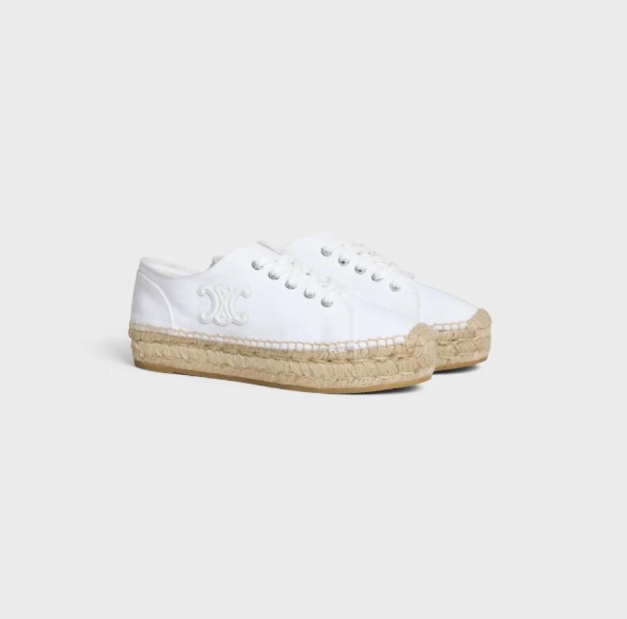 Celine Vetersluiting Canvas Espadrilles met Leer