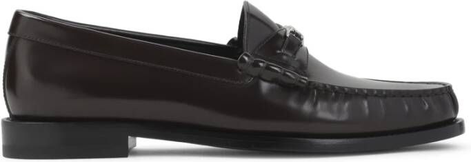 Celine Donkerbruine leren loafer met metalen detail