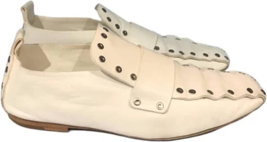 Celine Vintage Pre-owned Leather flats White Dames