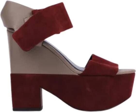 Celine Vintage Pre-owned Leather sandals Red Dames