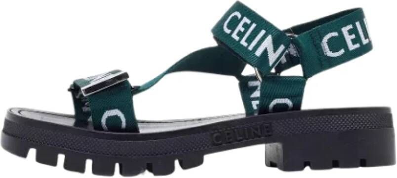 Celine Vintage Pre-owned Nylon sandals Green Dames