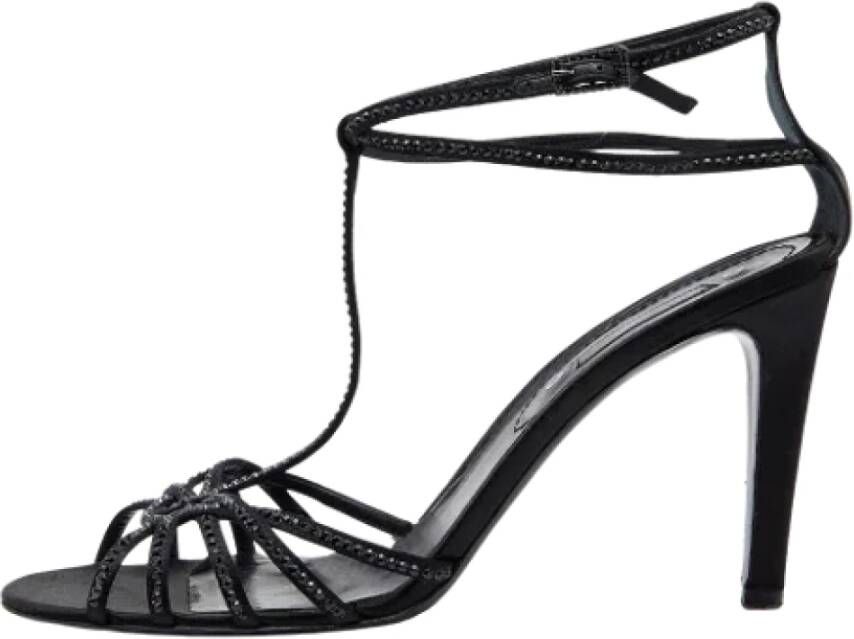 Celine Vintage Pre-owned Satin sandals Black Dames