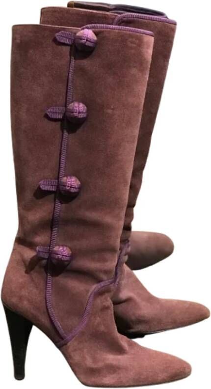 Celine Vintage Pre-owned Suede boots Purple Dames