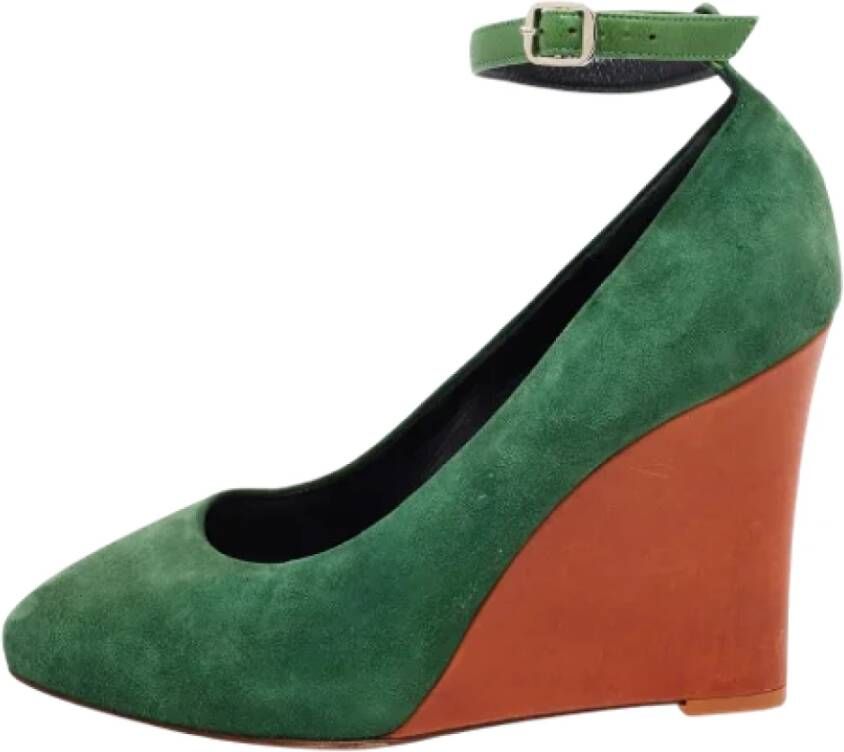 Celine Vintage Pre-owned Suede heels Green Dames