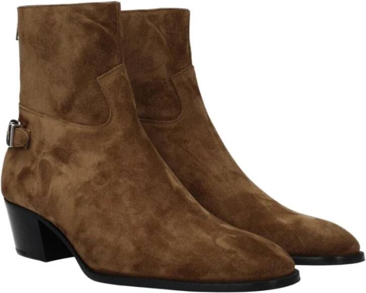 Celine Vintage Suède Enkellaarzen met Middelhoge Hakken